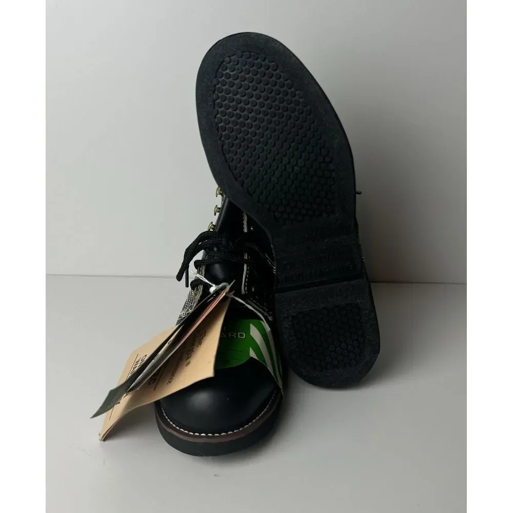 VTG Georgia Black Leather Ankle SAFETY TOE Boots Size 6.5 R ANSI Z41 Oil‎ Res